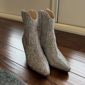 Betsey Johnson Glittering Silver Ankle Booties